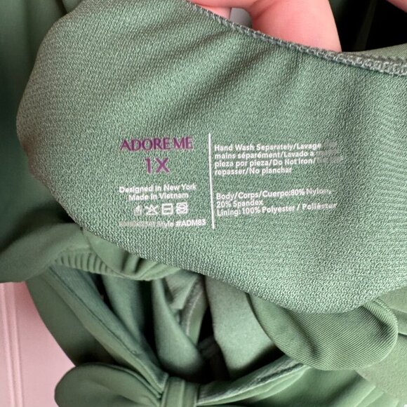 Adore Me NWT green Morgan one piece swimsuit bow detail peekaboo size 1X B42 - Picture 6 of 10